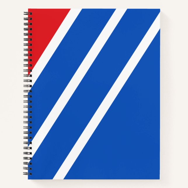 Minimalist Blue and Red Geometric Stripe Notebook (Front)