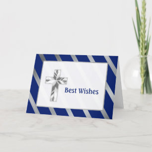 Minimalist Blue and Silver Stripe Confirmation Card
