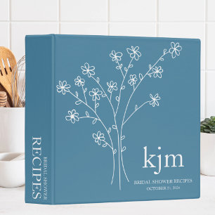 Minimalist Blue and White Bridal Shower Recipe Binder
