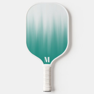 Minimalist Blue and White Ombre Modern Monogram Pickleball Paddle