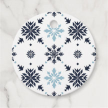 Minimalist Blue and White Snowflake Favour Tag