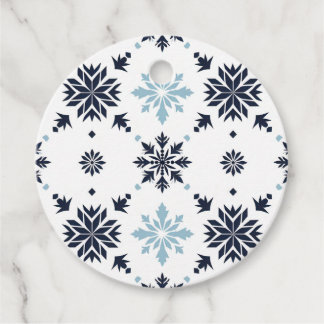 Minimalist Blue and White Snowflake Favour Tag
