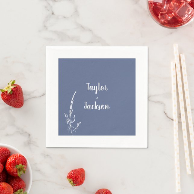 Minimalist Blue and White Wedding  Napkin (Insitu)