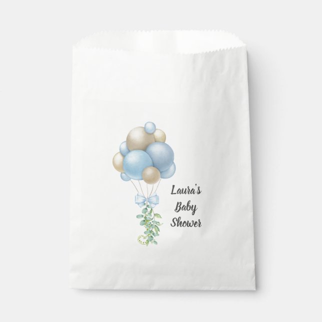 Minimalist Blue Balloons Boy Baby Shower Favour Bag (Front)