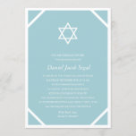 Minimalist Blue Bar or Bat Mitzvah Invitation<br><div class="desc">This simple,  timeless Bar Mitzvah invitation features a white Star of David,  blue background,  and a unique white frame. Additional information and/or photos can be added to the back of the card if desired.</div>
