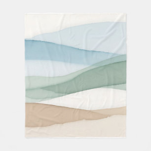 Minimalist Blue Beige Landscape Fleece Blanket