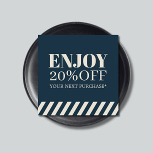 Minimalist Blue Beige Stripes Holiday Coupon