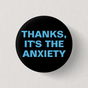 Minimalist Blue Black Mental Health Anxiety 1 Inch Round Button
