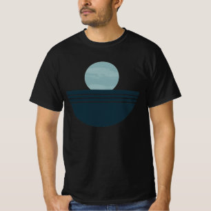 Minimalist Blue Boho Geometric Moon Abstract T-Shi T-Shirt