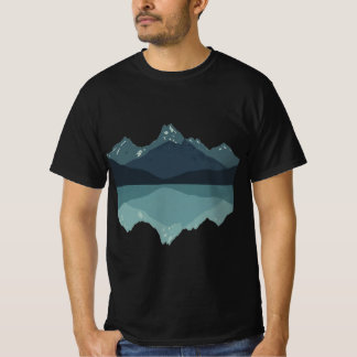 Minimalist Blue Boho Mountain Lake Reflection T-Shirt