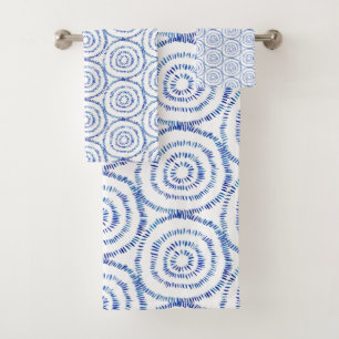 Minimalist Blue Circle Boho Bath Towel Set