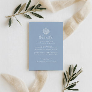 Minimalist Blue Coastal Wedding Details Enclosure Card