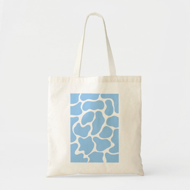 Minimalist Blue Cow Print Tote Bag (Front)
