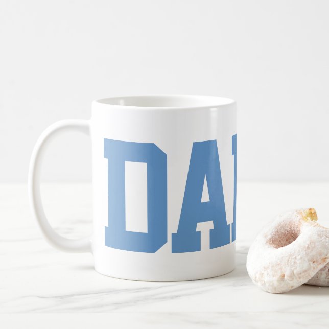 Minimalist Blue Daddy Typography Coffee Mug (With Donut)