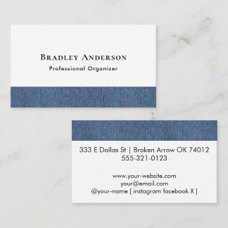 Minimalist Blue Denim Border Accent Print Business Card
