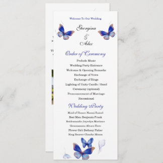 Minimalist Blue Editable Photo Wedding Program
