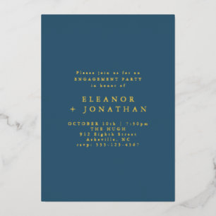 Minimalist Blue Elegant Engagement Party Gold 