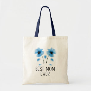 Minimalist Blue Floral Twin Blossom Tote Bag