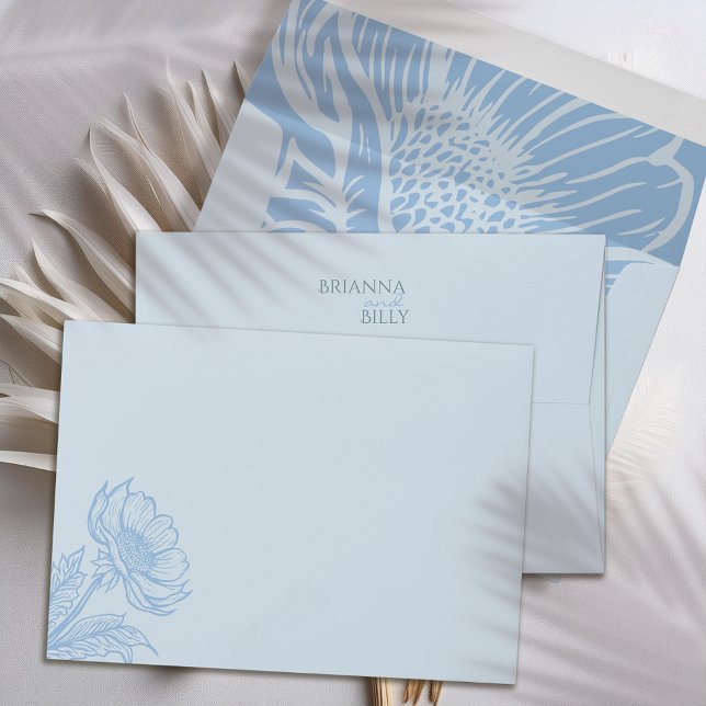 Minimalist Blue Floral Wedding Envelope (Creator Uploaded)