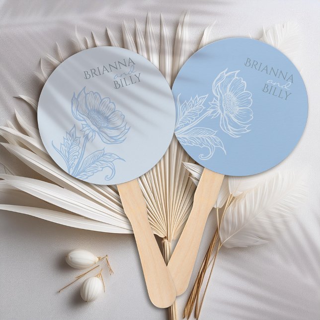 Minimalist Blue Floral Wedding Fan (Creator Uploaded)