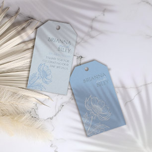 Minimalist Blue Floral Wedding Favor Tags
