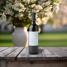 Minimalist Blue Floral Wine Label