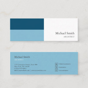 minimalist blue geometric blocks mini business card