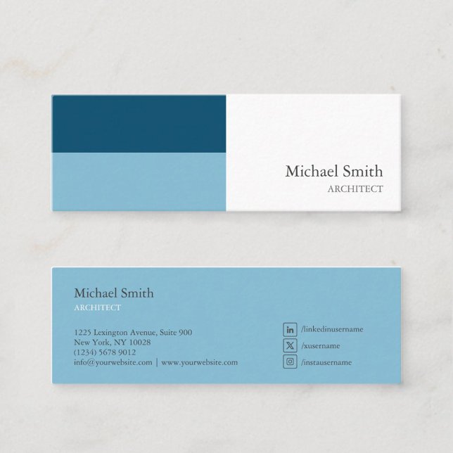 minimalist blue geometric blocks mini business card (Creator Uploaded)