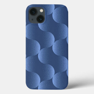 Minimalist Blue Geometric Wave Pattern Matte iPhone 13 Case