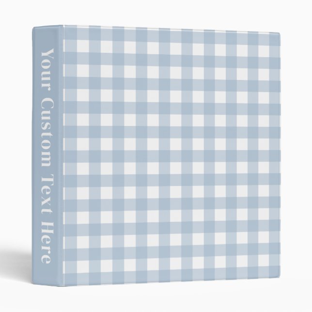 Minimalist Blue Gingham Plaid Pattern Binder (Front/Spine)