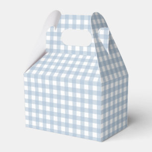 Minimalist Blue Gingham Plaid Pattern Favor Box