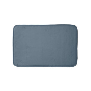 Minimalist blue grey solid plain elegant chic   bath mat