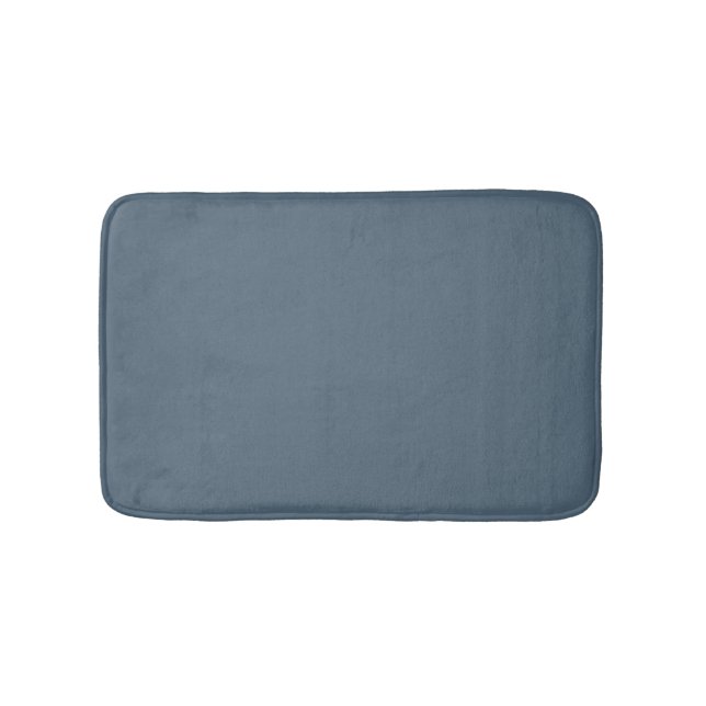 Minimalist blue grey solid plain elegant chic   bath mat (Front)