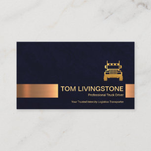 Minimalist Blue Grunge Gold Stripe Trucking Business Card