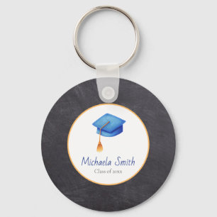Minimalist Blue High School Graduation Keychain