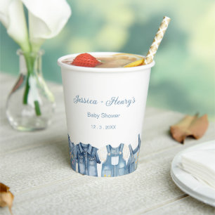 Minimalist Blue Jean Baby Shower Denim Paper Cups