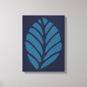 Minimalist Blue Leaf Canvas Print