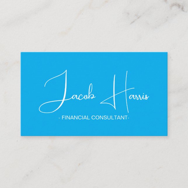 Minimalist Blue Light QR Code Business Cards  (Front)