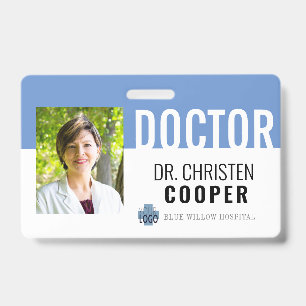 Minimalist Blue Medical Doctor Hospital Photo ID Badge