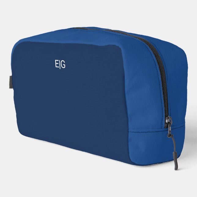 Minimalist Blue Monogram Dopp Kit (Right Corner)