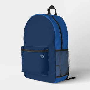 Minimalist Blue Monogram Printed Backpack