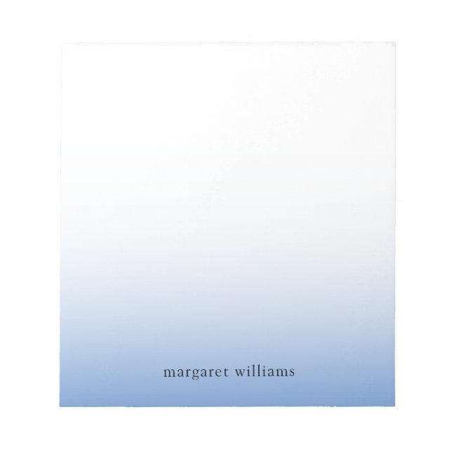 Minimalist Blue Ombre Personalized Notepad (Front)