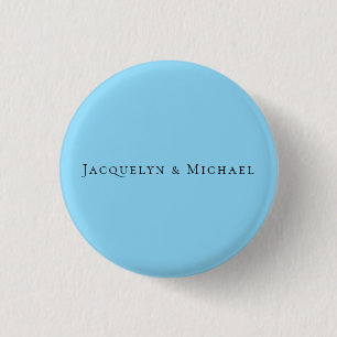Minimalist Blue Plain Elegant Claasical Name 1 Inch Round Button
