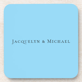 Minimalist Blue Plain Elegant Claasical Name Coaster