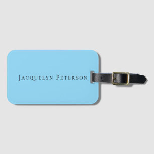 Minimalist Blue Plain Elegant Modern  Luggage Tag