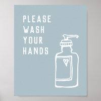 Minimalist Blue Please Wash Your Hands Soap