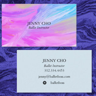 Minimalist blue purple  painting textured business card