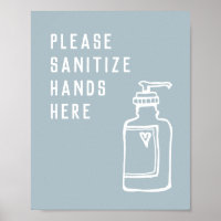 Minimalist Blue Sanitize Hands Here