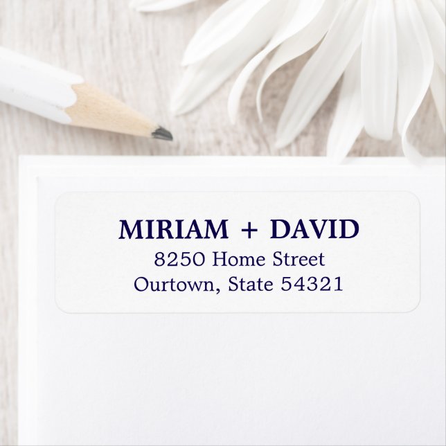 Minimalist Blue Serif Name + Return Address (Insitu)