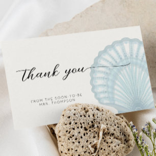 Minimalist Blue Shell Flat Thank You Card